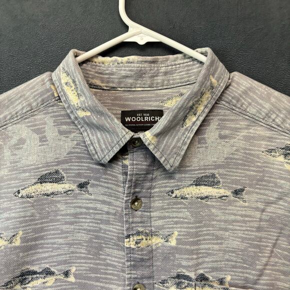 Woolrich Trout Fish Shirt Button Down Outdoors Adventure Men's XL Retirement - Picture 1 of 10